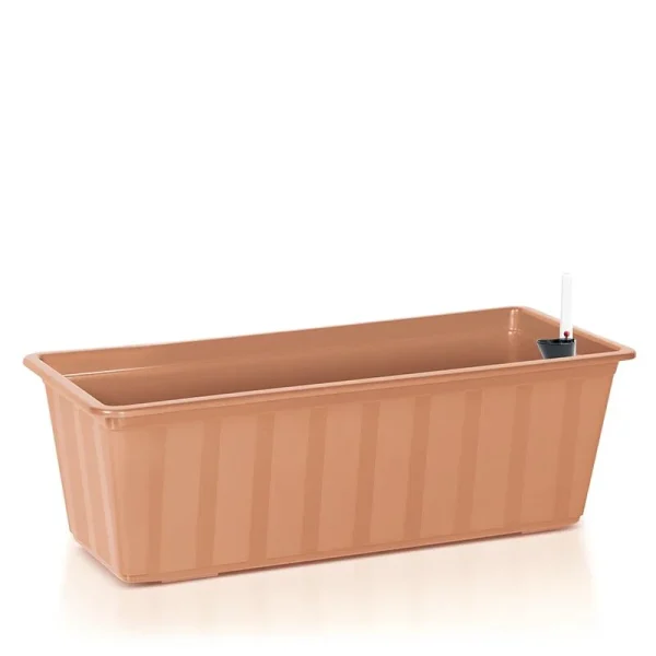 Set 4 jardiniere decorative cu sistem de irigare, 11 L, 60x18x14 cm, maro, Prosperplast
