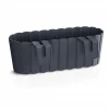 Set 4 jardiniere decorative cu suport de plastic, antracit, 4.9 L, 38.3x21.2x13 cm, Boardee Hook