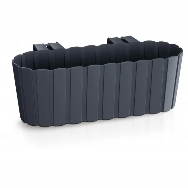 Set 4 jardiniere decorative cu suport de plastic, antracit, 4.9 L, 38.3x21.2x13 cm, Boardee Hook