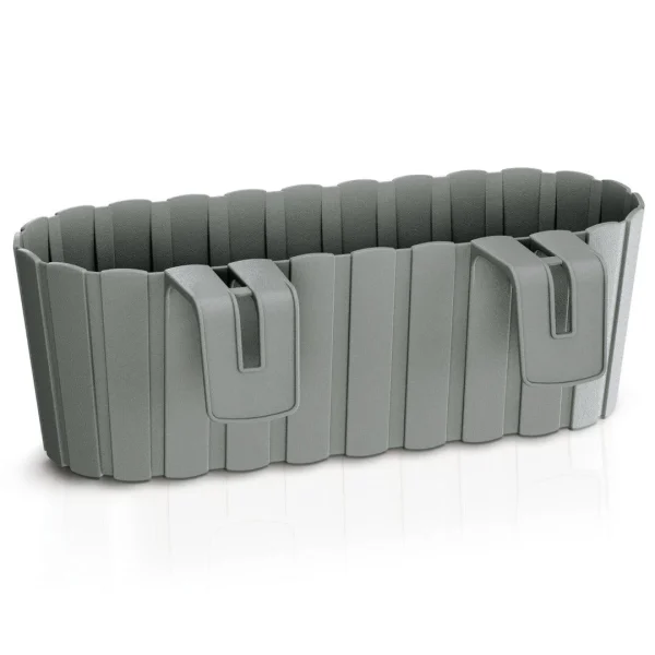 Set 4 jardiniere decorative cu suport de plastic, gri, 4.9 L, 38.3x21.2x13 cm, Boardee Hook