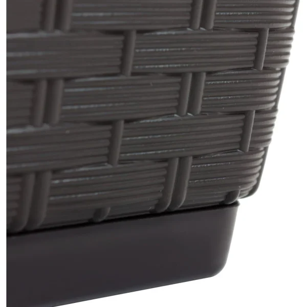 Set 4 jardiniere decorative, Prosperplast, imitatie ratan, maro, 49.2x17.2x17.4 cm