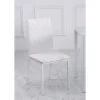 Set 4 scaune bucatarie/living, Ethel, piele ecologica alba, picioare metal alb, 41x50x91 cm