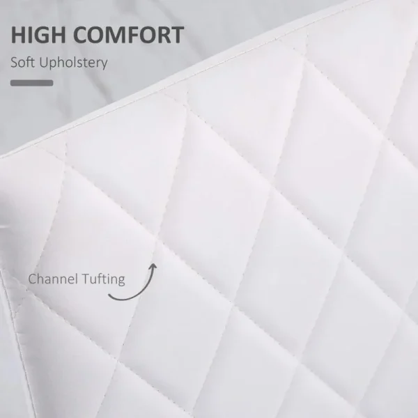 Set 4 scaune bucatarie/living, Ethel, piele ecologica alba, picioare metal alb, 41x50x91 cm