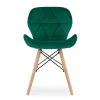 Set 4 scaune stil scandinav, Artool, Lago, catifea verde, picioare lemn natur, 48x43x74 cm