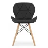 Set 4 scaune stil scandinav, Artool, Lago, piele ecologica neagra, picioare lemn natur, 47x38x73 cm