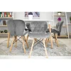Set 4 scaune stil scandinav, Artool, Lago Velvet, catifea gri, picioare lemn natur, 47x36x73.5 cm