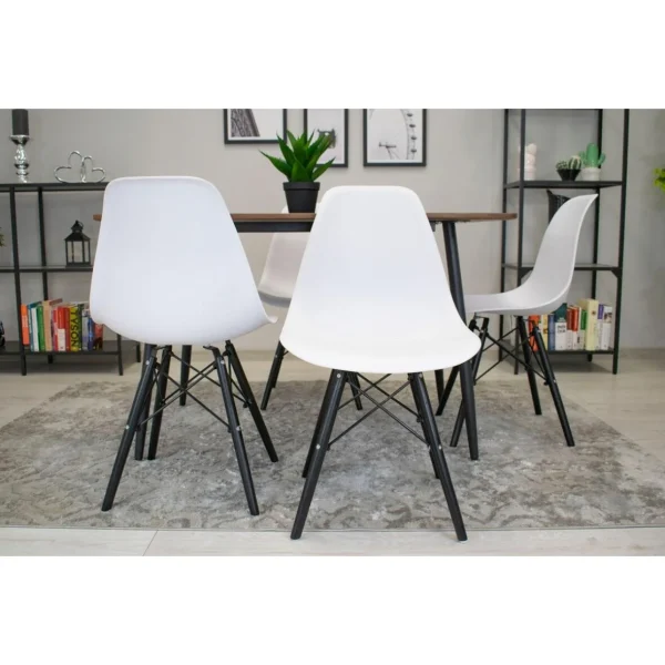 Scaun stil scandinav, Artool, Osaka, PP alb, picioare lemn negru, 46x54x81 cm