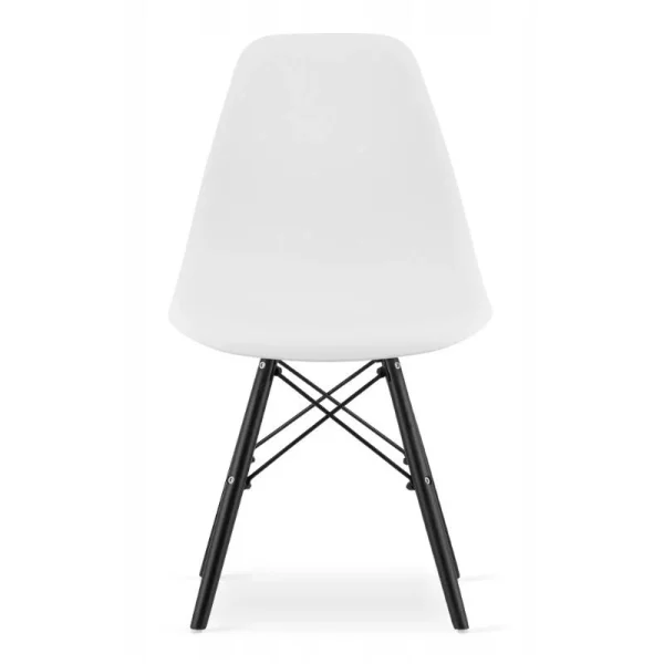 Scaun stil scandinav, Artool, Osaka, PP alb, picioare lemn negru, 46x54x81 cm