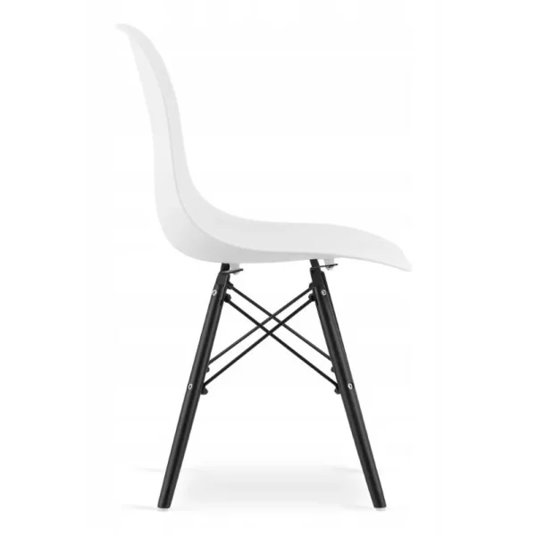 Scaun stil scandinav, Artool, Osaka, PP alb, picioare lemn negru, 46x54x81 cm