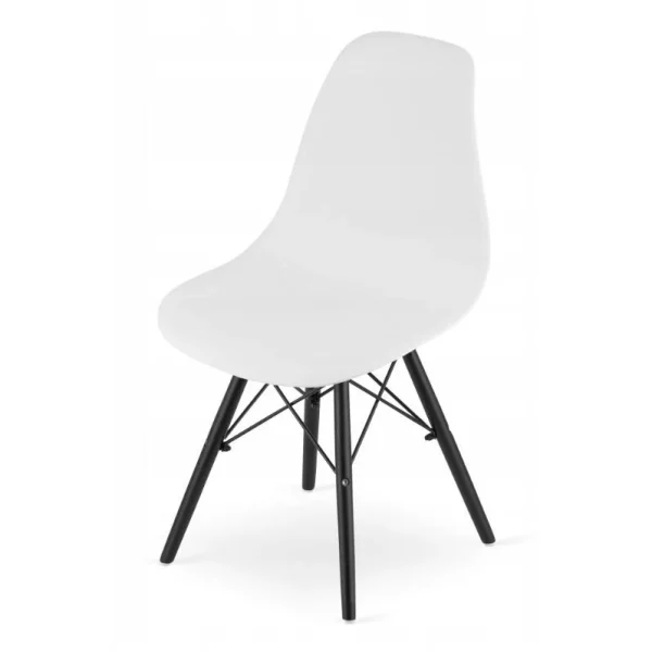 Scaun stil scandinav, Artool, Osaka, PP alb, picioare lemn negru, 46x54x81 cm