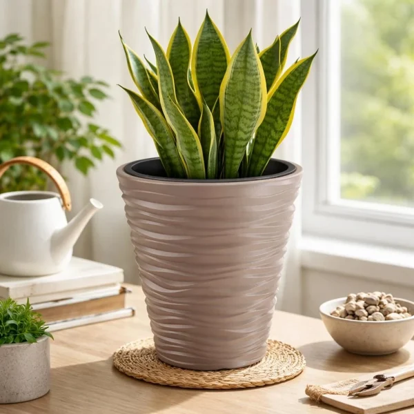 Set 2 ghivece de flori, Sand, rotunde, 38.8x43.6 cm, cafeniu, Prosperplast