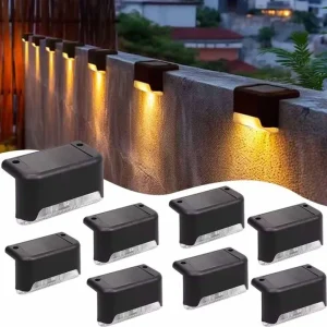Set 8 Lampi solare LED pentru iluminat scari exterioare cu senzor crepuscular