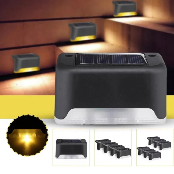 Set 8 Lampi solare LED pentru iluminat scari exterioare cu senzor crepuscular