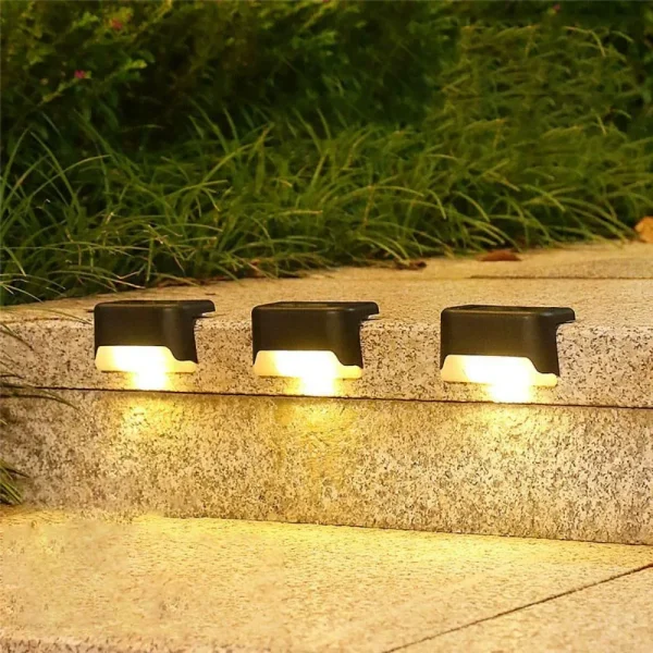 Set 8 Lampi solare LED pentru iluminat scari exterioare cu senzor crepuscular