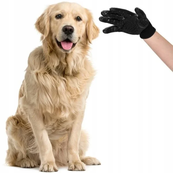 Manusi tip perie pentru ingrijirea, stilizarea, indepartarea parului de caine si pisica, set 2 buc, negru