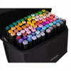 Set markere/carioci, 2 capete diferite, cu geanta, diverse culori, 80 buc, Maaleo