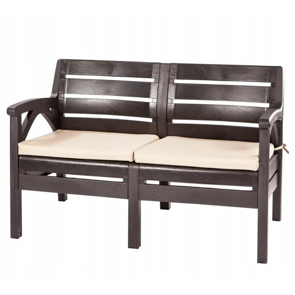 Set mobilier gradina/terasa, maro, 1 masa, 2 scaune, 1 banca, Santana