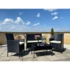 Set mobilier gradina/terasa, poliratan, negru cu perne bej, 1 masa, 2 fotolii, 1 canapea, Medi