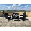 Set mobilier gradina/terasa, poliratan, negru cu perne bej, 1 masa, 2 fotolii, 1 canapea, Medi
