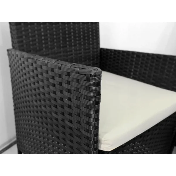 Set mobilier gradina/terasa, poliratan, negru cu perne bej, 1 masa, 2 fotolii, 1 canapea, Medi