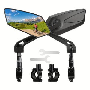 Set 2 Oglinzi retrovizoare pentru bicicleta, reglabile 360 grade, culoare Neagra