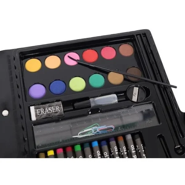Set pictura si desen pentru copii, trusa plastic neagra, 86 piese, Isotrade