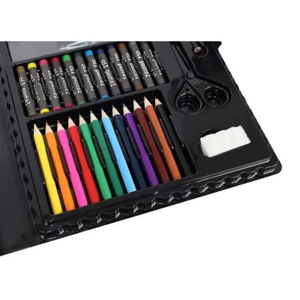 Set pictura si desen pentru copii, trusa plastic neagra, 86 piese, Isotrade