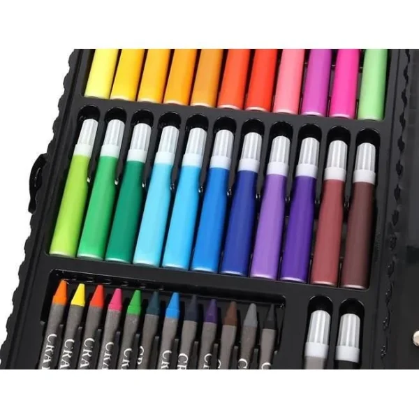 Set pictura si desen pentru copii, trusa plastic neagra, 86 piese, Isotrade
