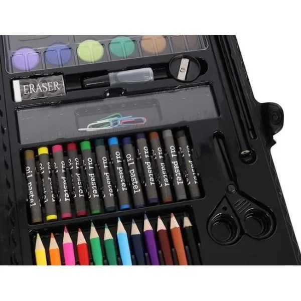 Set pictura si desen pentru copii, trusa plastic neagra, 86 piese, Isotrade