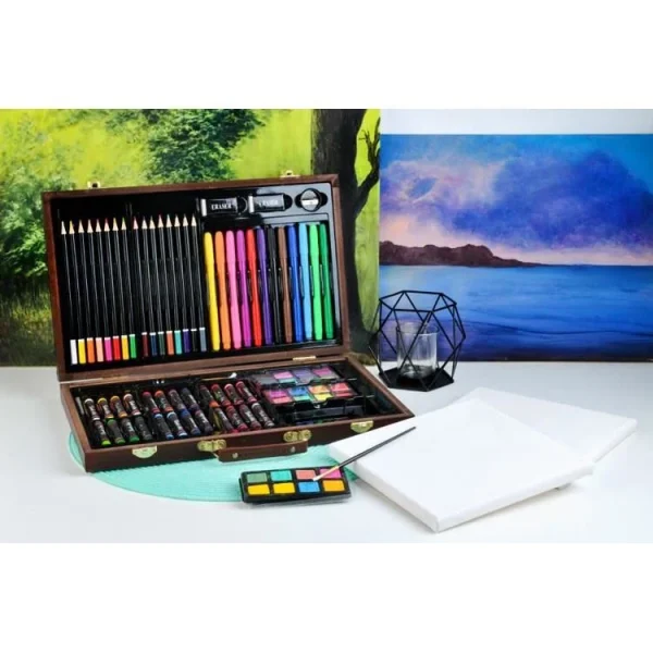 Set pictura si desen, trusa lemn, 81 piese