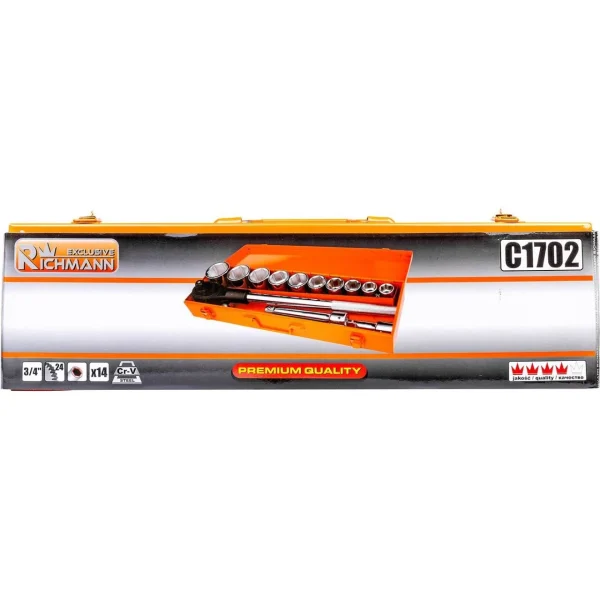 Set/trusa chei tubulare, 3/4", 14 piese, 22-50 mm, Richmann Exclusive