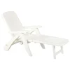Sezlong de Plaja sau Gradina, reglabil, dimensiune 190 x 60 x 72 cm, material plastic, culoare Alb