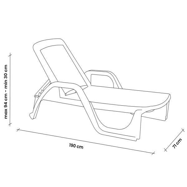 Sezlong de Plaja sau Gradina, reglabil, dimensiune 190 x 46 x 71 cm, material plastic, culoare Verde