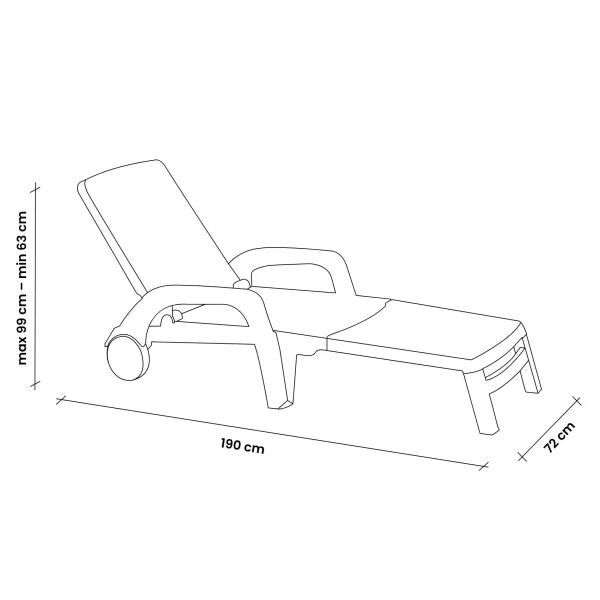 Sezlong de Plaja sau Gradina, reglabil, dimensiune 190 x 60 x 72 cm, material plastic, culoare Alb