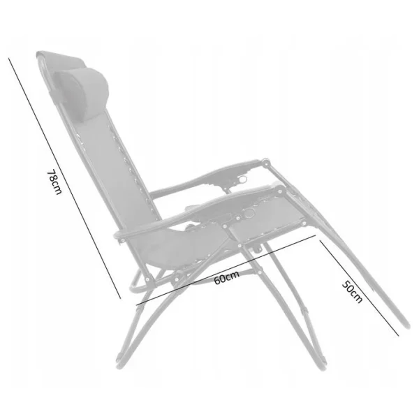 Sezlong pentru gradina, metalic, pliabil, gri, 176x65x106 cm, Chomik
