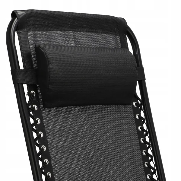 Sezlong pentru gradina, metalic, pliabil, negru, max 120 kg, 188x64x107 cm, Jumi