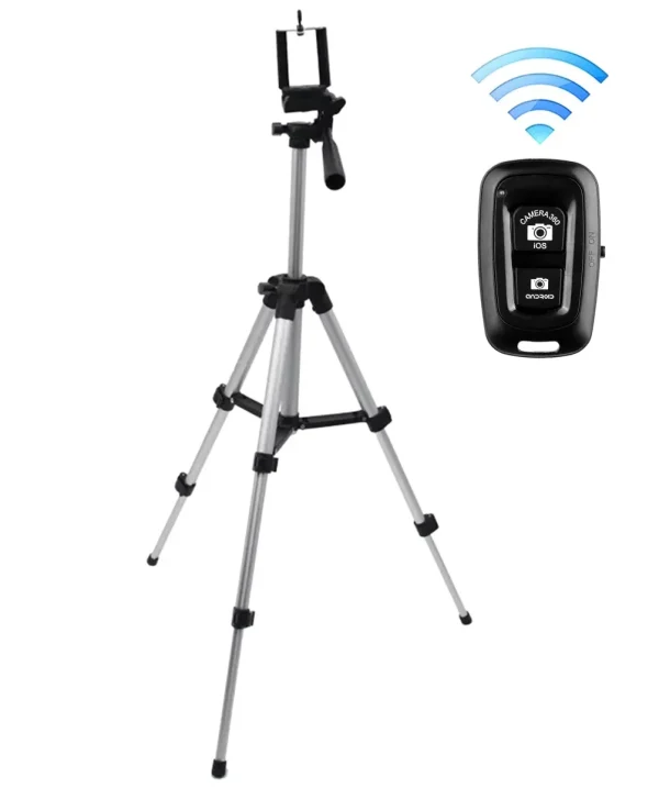 Trepied fotografic din aluminiu, compact, cu suport mobil 3D + Telecomanda Bluetooth