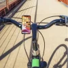 Suport de telefon pentru bicicleta, aluminiu, cu cauciuc, negru, 8x4.5x8 cm, Trizand