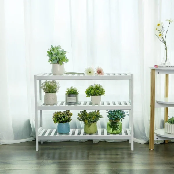 Suport depozitat incaltaminte, Artool, 3 polite, lemn bambus, alb, 70x26x55 cm