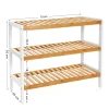 Suport depozitat incaltaminte, Artool, 3 polite, lemn bambus, alb si natur, 70x26x55 cm
