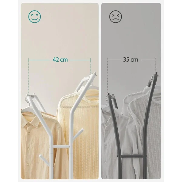 Suport mobil cu roti pentru haine, Artool, cu raft incaltaminte, otel, alb, max 100 kg, 103.5x52.5x155 cm