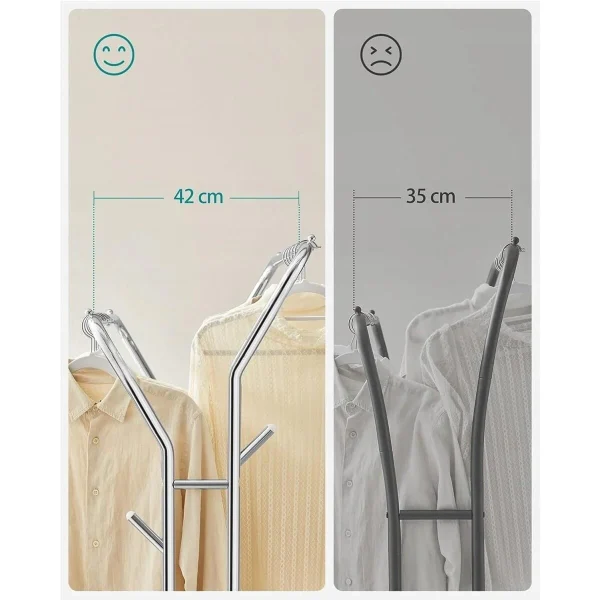 Suport mobil cu roti pentru haine, Artool, cu raft incaltaminte, otel, argintiu, max 100 kg, 103.5x52.5x155 cm