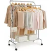 Suport mobil cu roti pentru haine, Artool, cu raft incaltaminte, otel, argintiu, max 100 kg, 103.5x52.5x155 cm