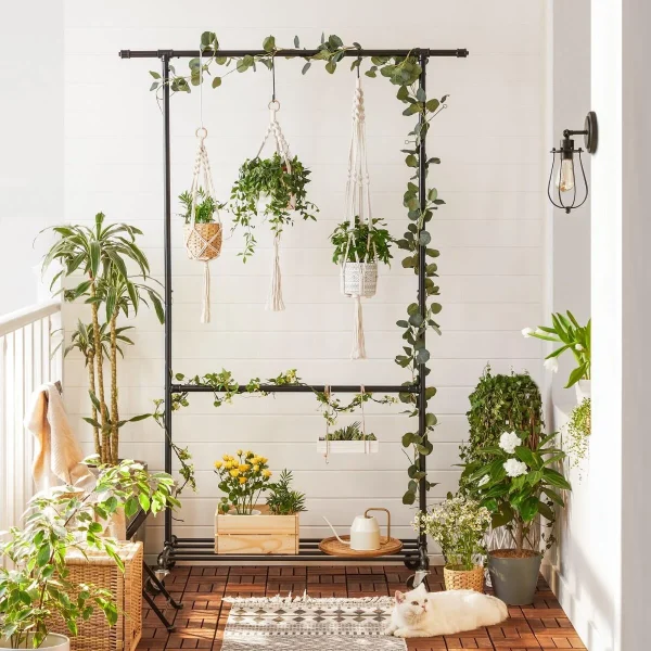 Suport mobil cu roti pentru haine, Artool, cu raft incaltaminte, reglabil, otel, negru, max 110 kg, 130x49x198 cm