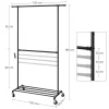 Suport mobil cu roti pentru haine, Artool, cu raft incaltaminte, reglabil, otel, negru, max 110 kg, 130x49x198 cm