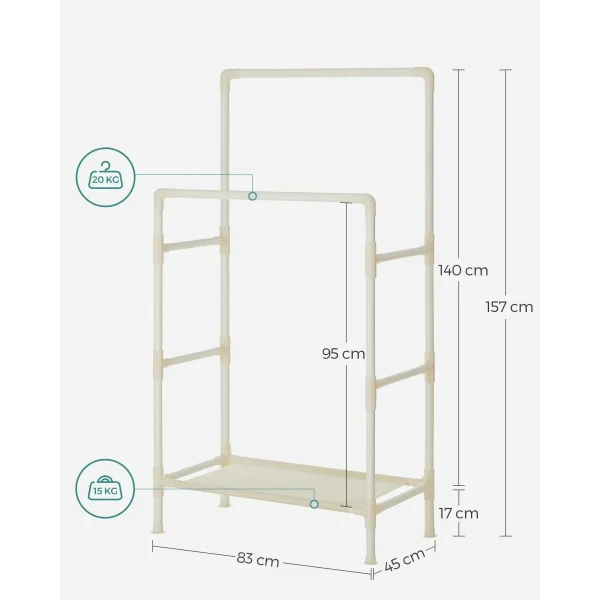 Suport pentru haine, Artool, cu raft incaltaminte, crem, max 70 kg, 83x45x157 cm