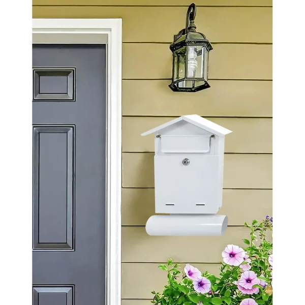 Cutie postala, cu loc pentru ziar, alb, format B6, 23x7x37.5 cm, Damech