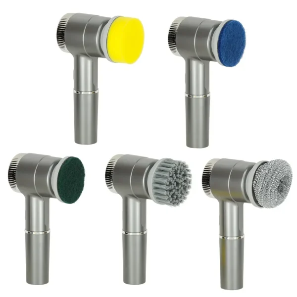 Perie electrica "5-in-1" cu 5 accesorii de curatare pentru baie, podea, rosturi faianta, piscina, cu afisaj cu LED si incarcare USB