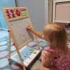 Tabla educativa tip sevalet, cu 2 fete, socotitoare, marker, burete, creta, lemn, 41x32x67 cm, Kruzzel