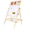 Tabla educativa tip sevalet, cu 2 fete, socotitoare, marker, burete, creta, lemn, 41x32x67 cm, Kruzzel